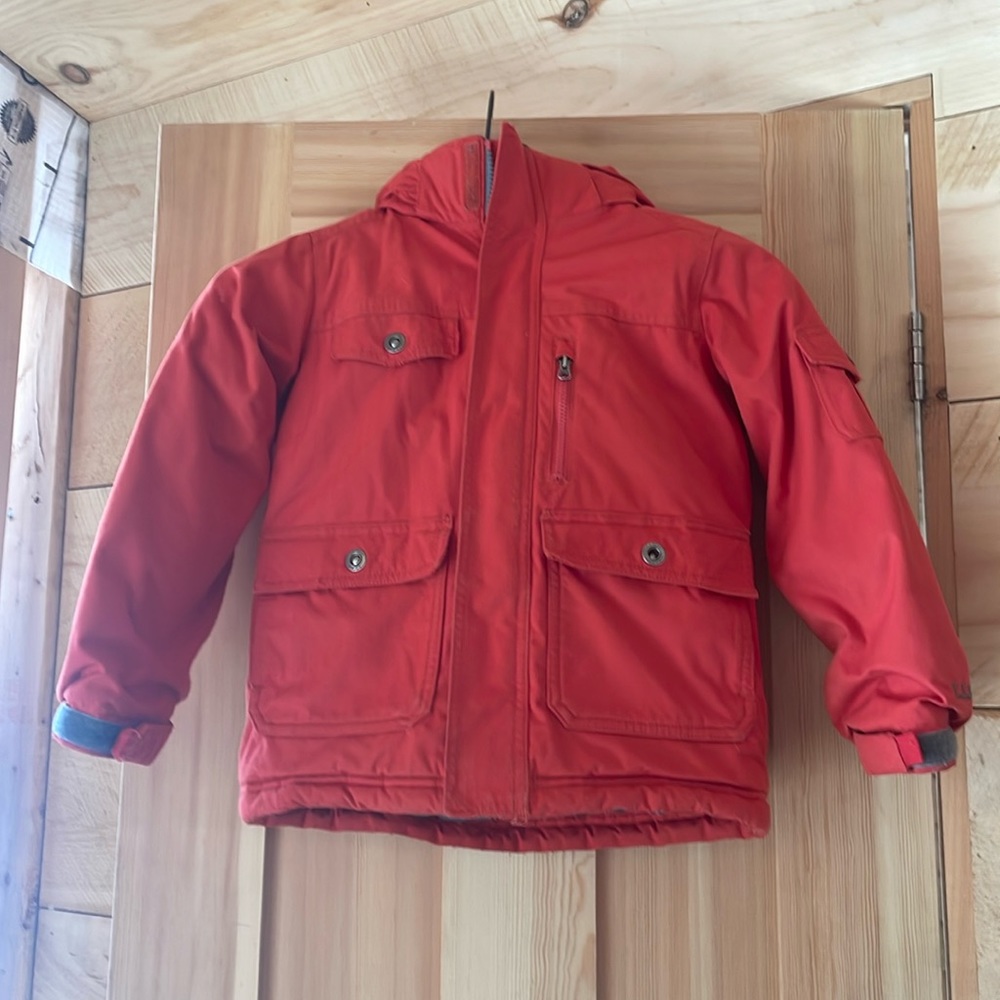 LL Bean orange winter coat size 5-6 kids